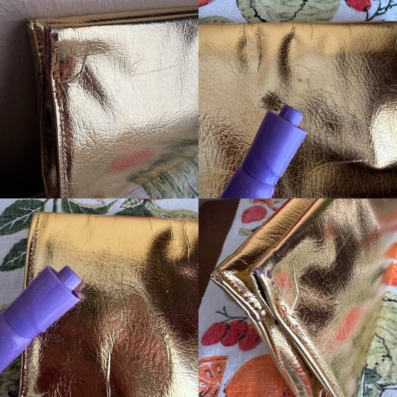 Vintage gold foil snap closure clasp handbag
